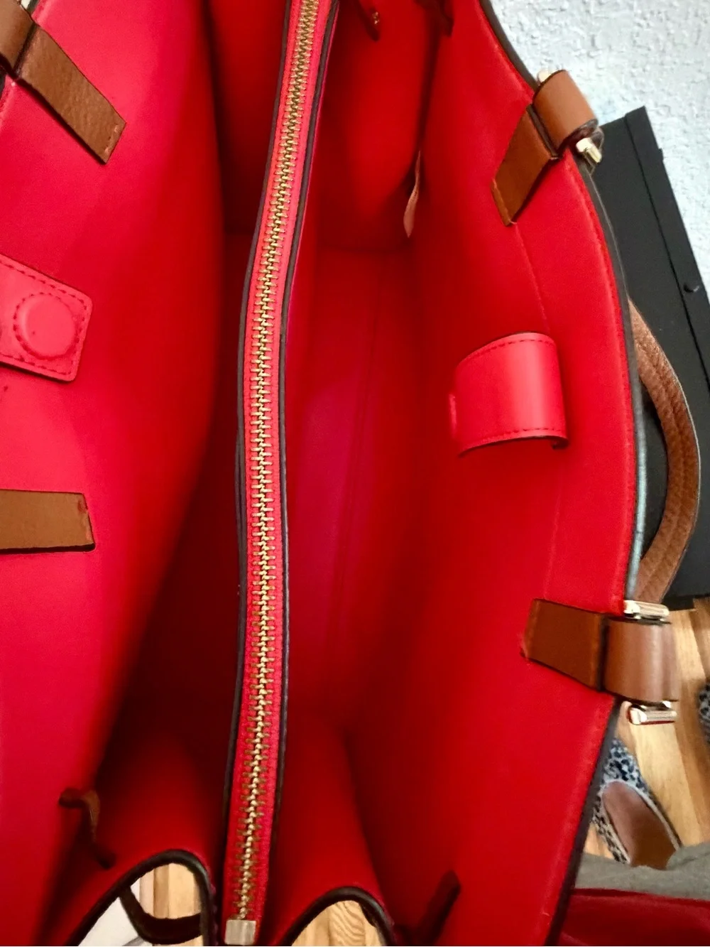Kate Spade New York Hayes Large Pebbled Leather Tote Cognac Brown Leather Tassel
